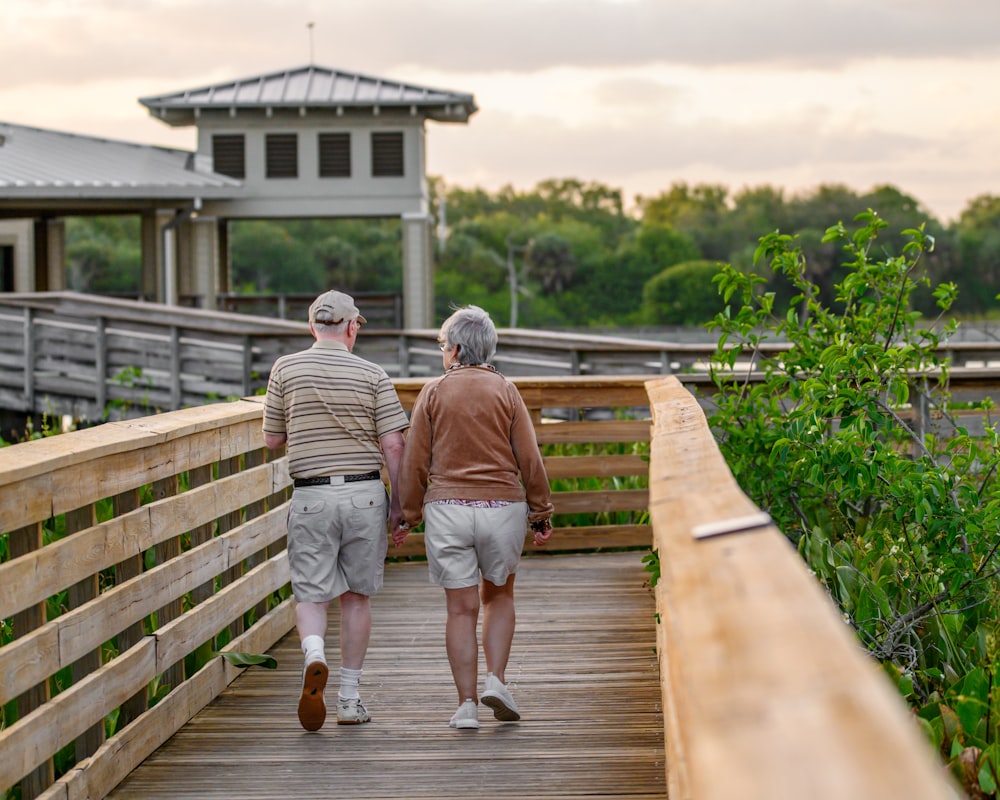 Active aging couple hiking outdoors